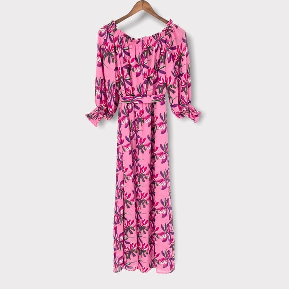 WAYF Cassidy Pink Floral Off‎ The Shoulder Maxi Dress - Picture 1 of 8